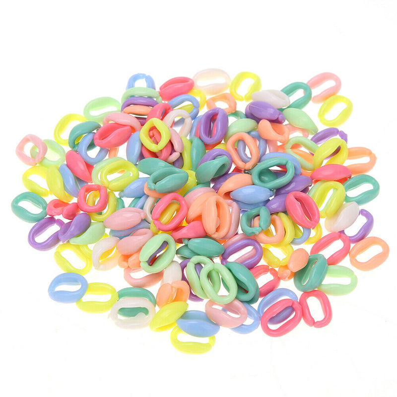 100pcs Colorful Plastic Chain Parrot Birds Toys Non-toxic C-clip Hook (S) A