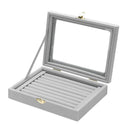 Velvet Glass Jewelry Ring Display Box Tray Holder Storage Box Organizer