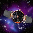 Women Casual Quartz Watches Leather Watchband Business Wristwatch (Black)