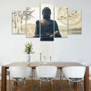 Modern Canvas Wall Art of Seat Buddha for your Living Room -5 Panel Size S