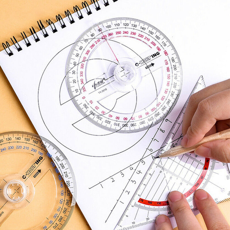 All Circular 10cm 360 Degree Pointer Protractor Ruler Angle Finder Random