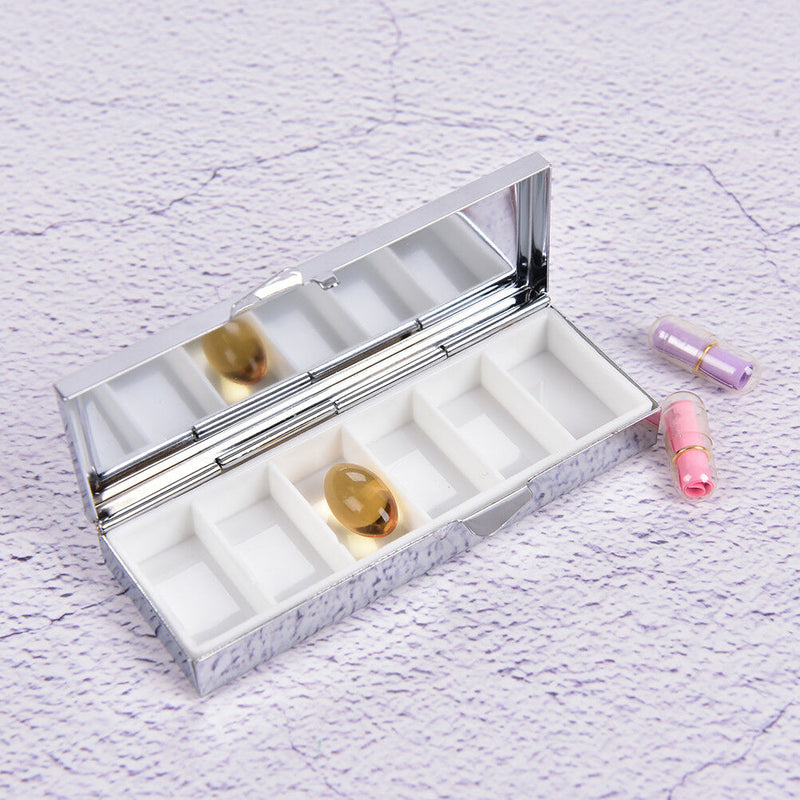 Metal Travel Pill Box Medicine Organizer Container Jewellery Storage Holder Gw