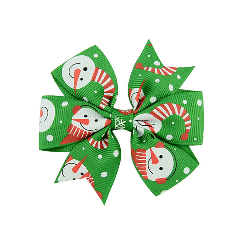 6Pcs Girl Christmas Holiday Gift Snowflake Ribbon Hair Bows Clip Girl HairpiN`US