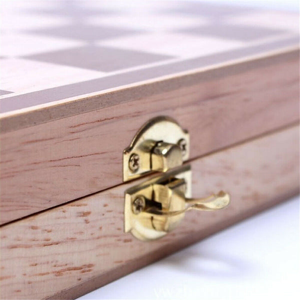 Portable Wood Chess Set Wooden Board Folding Chess Board f. Camping Travel Game