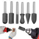 6pcs Carbide Cutter Rasp Rotary Burr Drill Bit Wood Carving Engraving Polishing