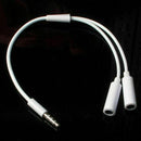 3.5mm Stereo Audio Male to 2 Female Headset Microphone Cable Y Splitter