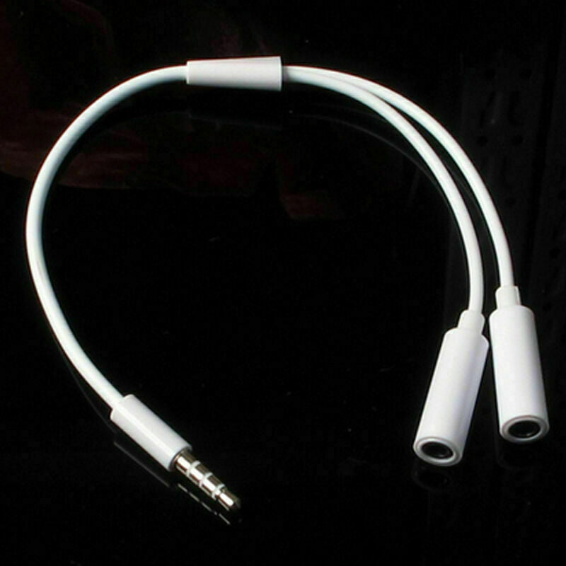 3.5mm Stereo Audio Male to 2 Female Headset Microphone Cable Y Splitter