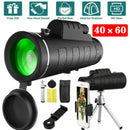 40X60 Portable Hunting Camping Monocular Telescope w/ Phone Clip + Bag + Tripod
