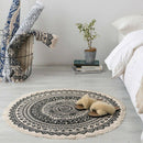 Morocco Round Carpet Bedroom Boho Style Tassel Cotton Rug Hand Woven Nation B5O3