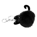 Black Cat Keychain Faux Fur Ball Key Ring Bag Tag Charm Handbag Pendant