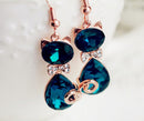 Fashion Jewelry Womens Cute Cat Elegant Crystal Rhinestone Ear Stud Earrings LI