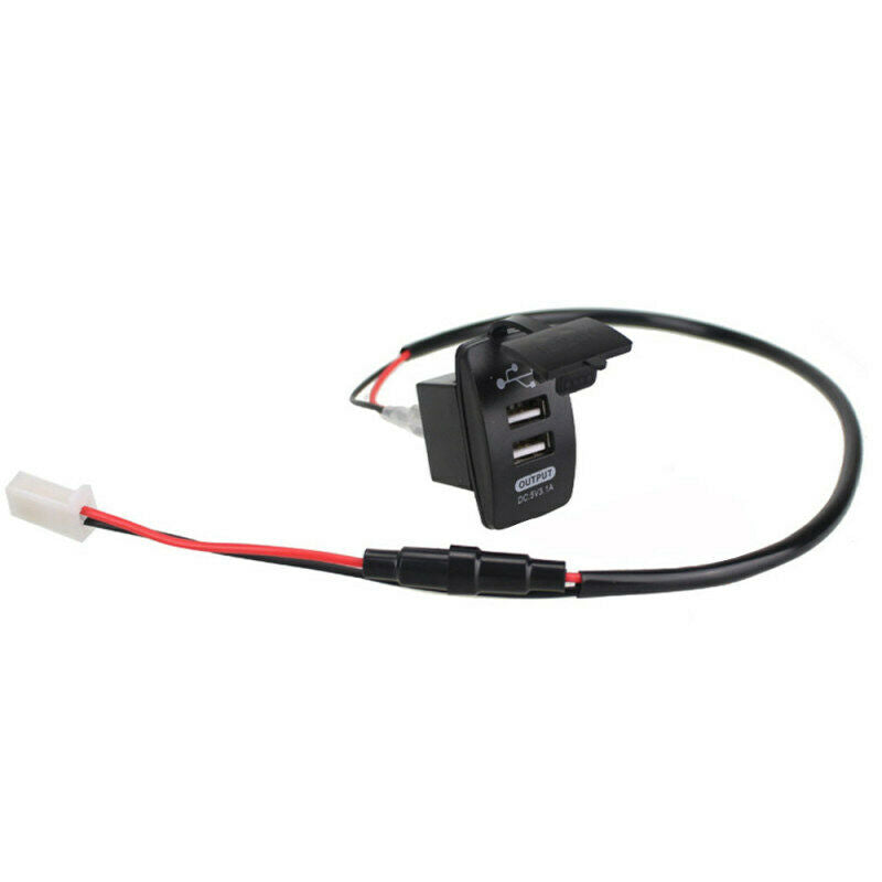 Blue LED Car Motorcycle Dual USB Ports Charger Power Supply 5V 4.2A