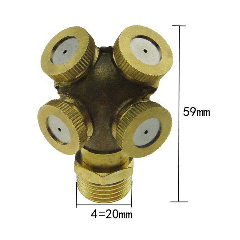 4-Head Brass 1/2" DN15 Garden Watering Agriculture Spray Nozzle Sprinkler