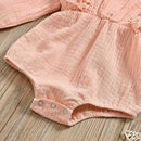 2pcs Clothes Set Baby Kids Girls Solid Color Rompers+Headband (Pink 12-18M) A
