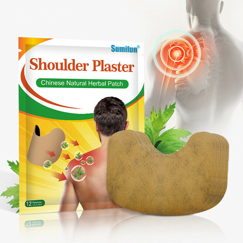12Pc Wormwood Shoulder Neck Pain Relief Patch Self-Heating Moxibustion Plast Nw