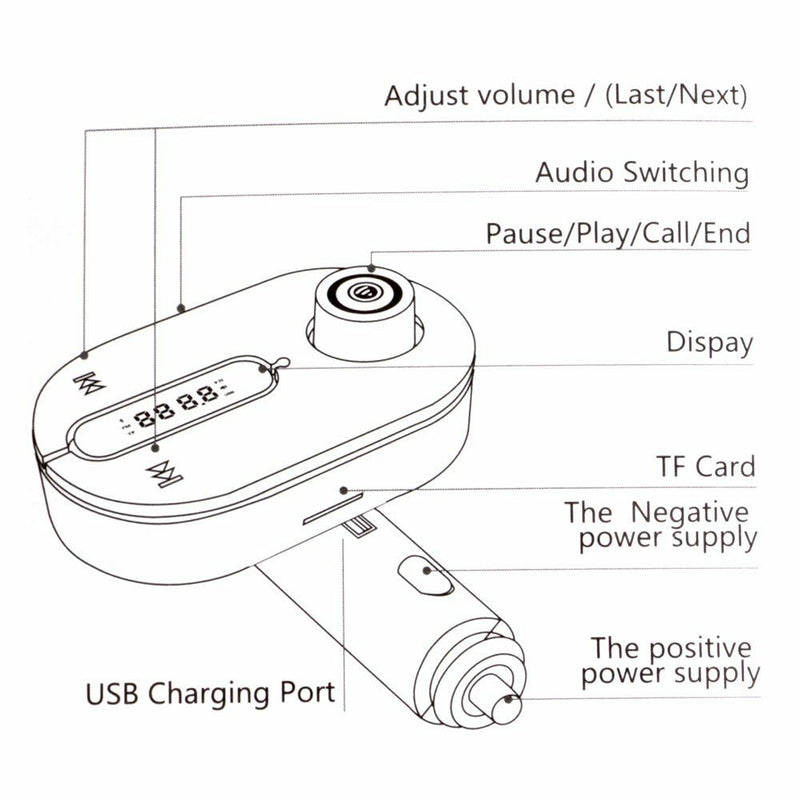 1* Bluetooth Car Charger Hands-free MP3 Player FM Transmitter Car Kit 3.5mm jack