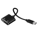 2 in 1 Type-C To 3.5mm AUX Audio Headphone Adapter Charger Cable black