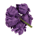Pack of 12pcs Foam Roses Glitter Powder Flower Bouquet Wedding Decor Purple