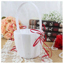 Double Heart Wedding Flower Girl Basket White Satin Rhinestone Decor Red We