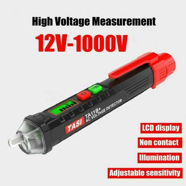 12-1000V AC/DC Non-Contact Electric Voltage Tester Pen LCD Detector Flashlight