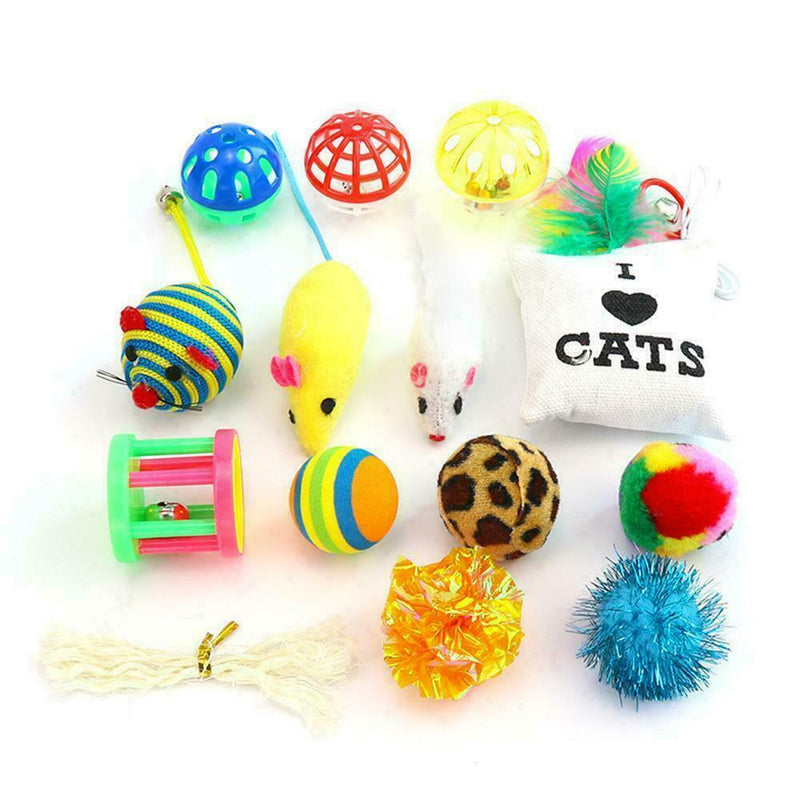 14Pcs/set Creative Pet Cat Toys Set Mice Balls Catnip Pet Kitten Play Ball N6J1