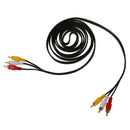 10ft Triple 3 Male RCA Composite Audio Video DVD TV Cable Cord Black I3Q8