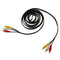 10ft Triple 3 Male RCA Composite Audio Video DVD TV Cable Cord Black I3Q8