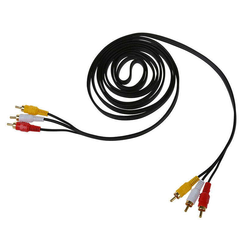 10ft Triple 3 Male RCA Composite Audio Video DVD TV Cable Cord Black I3Q8
