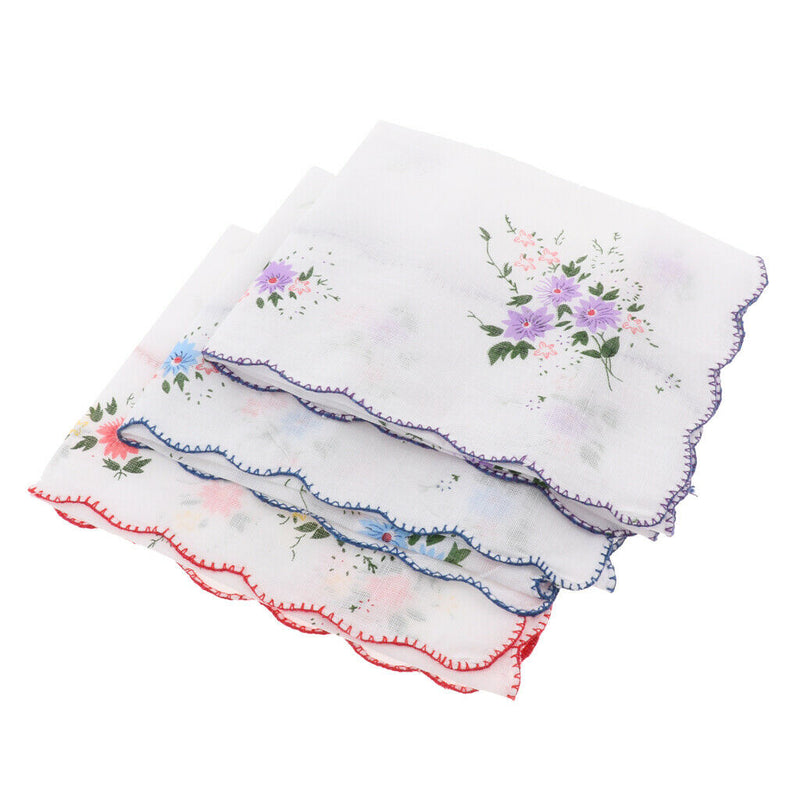 3x 100% Cotton Handkerchiefs