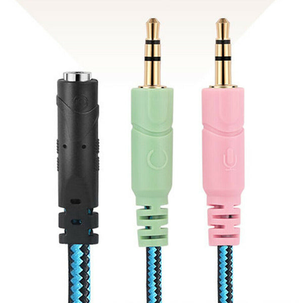 2 Pack 3.5mm 4 Pole 1 Female To 2 Male Plugs Stereo Audio Y Splitter