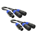 2pcs PA Splitter Male to Dual Female Speakers Cable Cord Amplifier Black