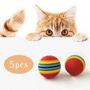 Pet Chewing Toys for Small Cat Dog EVA Scratching Rainbow Ball (10pcs M)