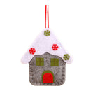 Christmas Flannel House Pendant Window Xmas Tree Hanging Ornaments (Grey) A