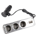 Triple Socket Splitter Cigarette Lighter Adapter Plug & USB Port 3 Way Charge ^