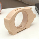 Wooden Piggy Bank Transparent Money Coins Storage Box Animal Shaped Glass P