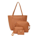 4pcs/set Shoulder Handbags Leather Women Crossbody Clutch Card Bags (Brown)