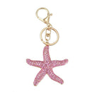 Pretty Sparkling Starfish Keychain Keyring Crystal Rhinestones Purse Pendan E9S4