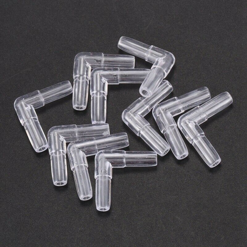 10pcs 4mm Connection Diameter Plastic Aquarium Bent Air Hose Clear E7C7