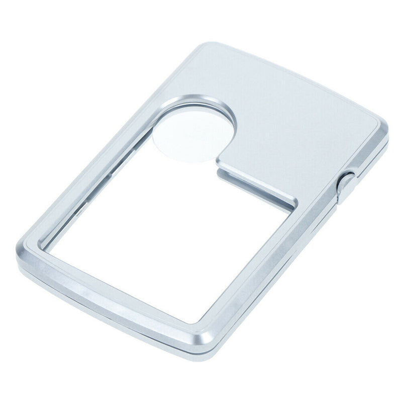 Credit Card Led Magnifier Loupe With Light Leather Case Magnifying Glass