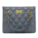 Solid Color Women Chain Handbag Leather Messenger Shoulder Tote Bag (Blue)