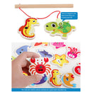 Wooden Two-Pole Sea Animal Fishing Magnetic Toys Set Early Education Game