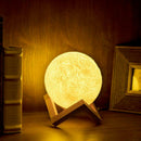 Wooden Detachable LED Lunar Night Light Table Lamp Holder Practical Stand Base o