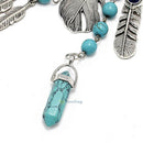 Fashion Women Natural Turquoise Feather Keychain Boho Handbag Purse Decoration