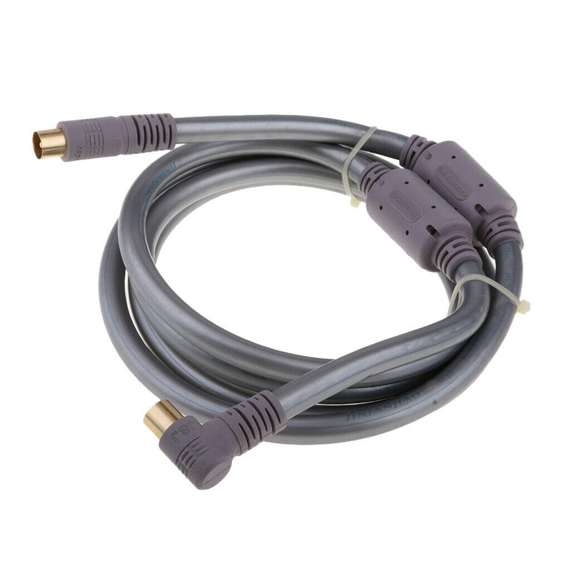 90 Degree TV 9mm Coaxial Cable Aerial Male to Male RF Antenna Cable gray