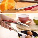 9-Inch Stainless Steel Red ABS BBQ Tongs Kitchen Cook Tool Convenient Pract