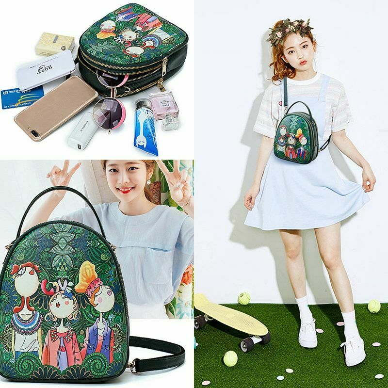 Ms. bag quilting forest girl printing green PU leather fashion trend should Z1Q6