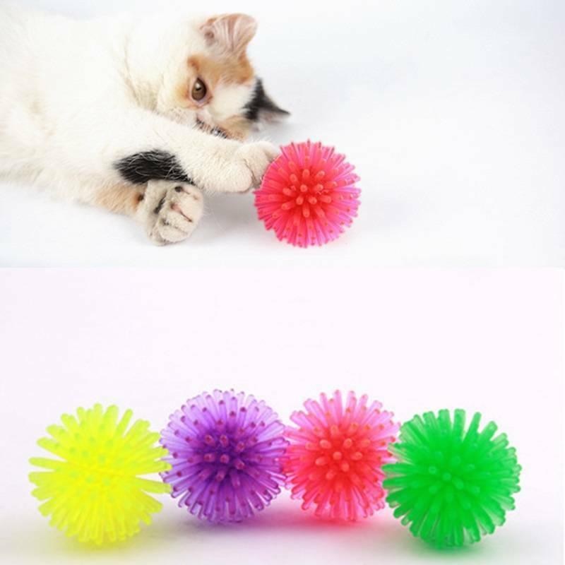 10x Colorful Balls Cat Toys Sm & Bulk Soft Plastic Ball Roll Quiet_Play