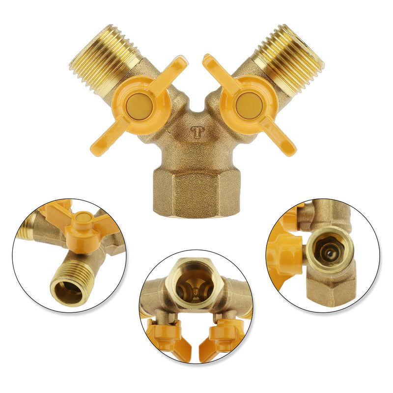 1/2 inch Propane Y Splitter Quick Connect Tee Adapter Fitting with Valve for RV