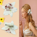 Lady Women Girl White Elegant Orchid Flower Leopard Hair Clip Wedding  AGT