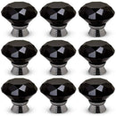 8 X 40mm Diamond Black Crystal Glass Door Cupboard Knobs Pull Handle Drawer S7H9